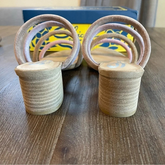 Nude Pastel Suede Strappy Casual Chic Comfy 2” Block Heel Open Toe Sandal Sz 8 - Picture 7 of 11